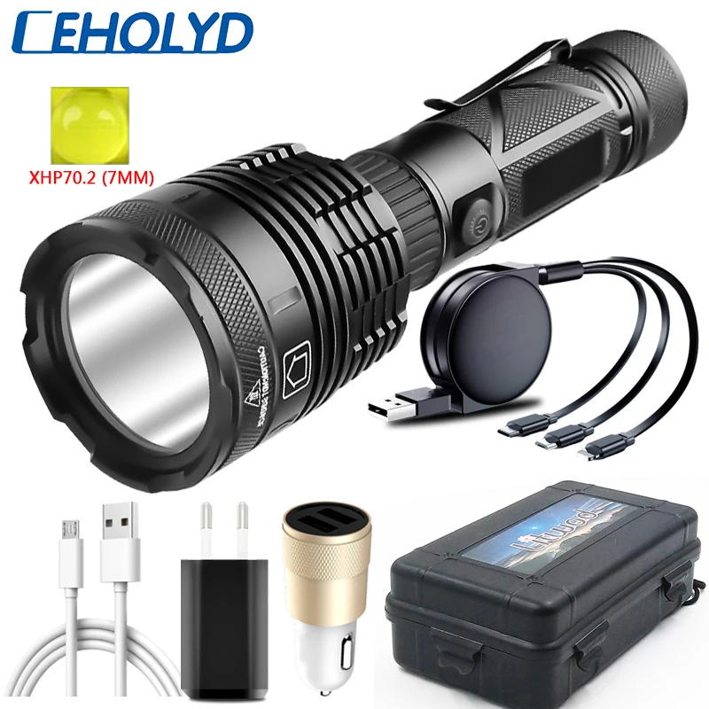

4-core Led Flashlight XHP90.2 High Quality Use Usb Rechargeable Powerbank 18650 26650 Battery Torch Zoomable Lantern For Camping