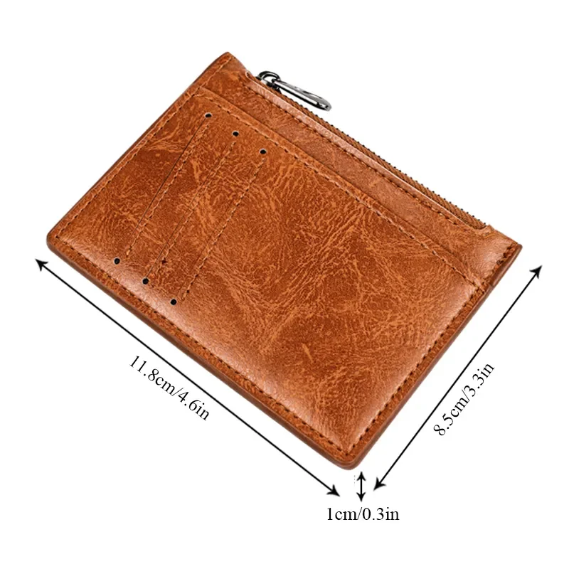 Thin Zipper Wallet Men's Small Wallet Business PU Leather Wallets Band Solid Color Card Coin Purse Credit Bank Holder