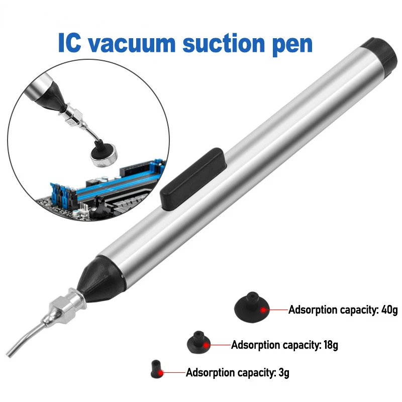 

Vacuum Sucking Pen Suction Remover Sucker Pump IC SMD Tweezers Pick Up Tool Soldering Tool Desoldering with 3 Suction Headers