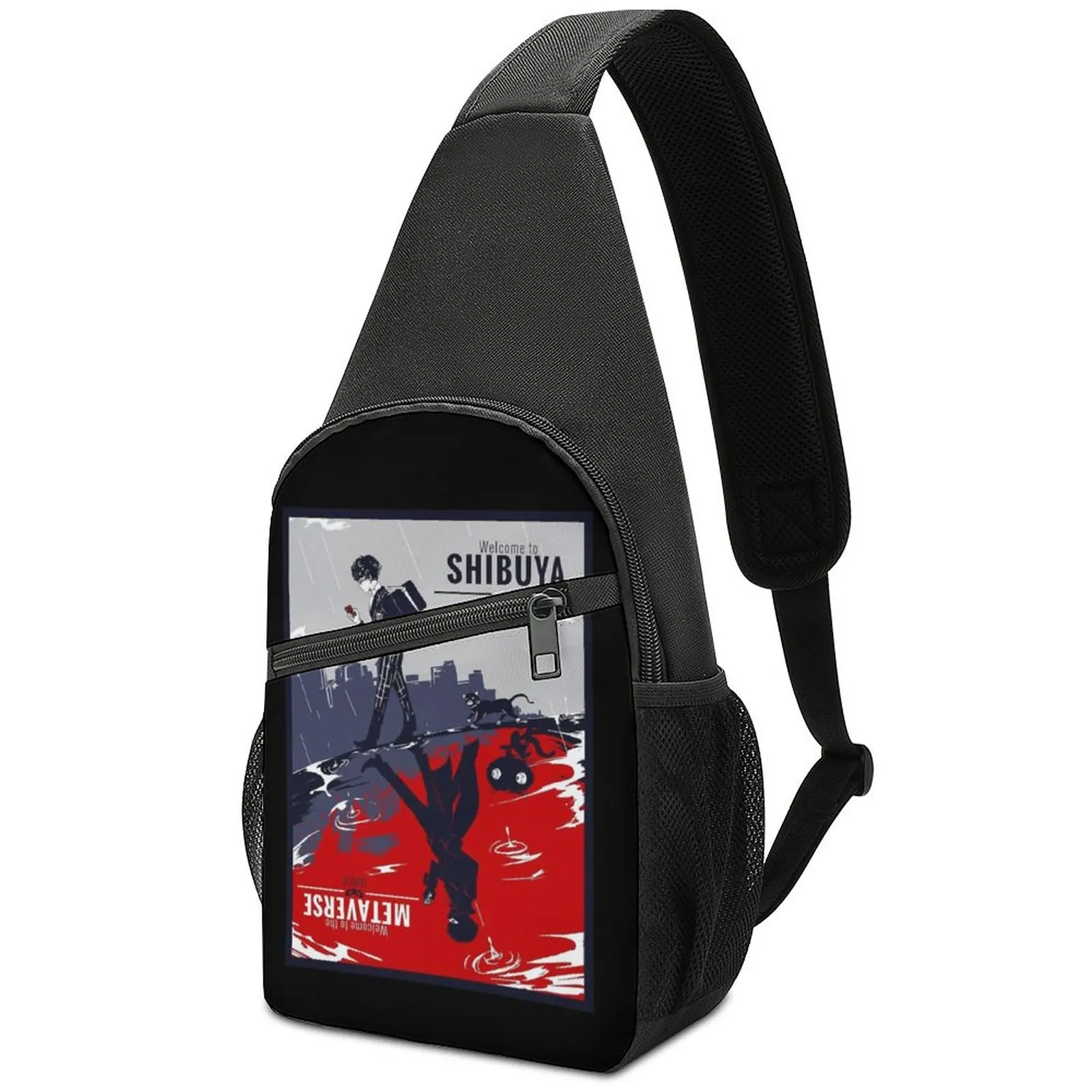 

Shibuya Metaverse Persona 5 Chest Bags Videogame Morgana Graphic Shoulder Bag Stylish Business Crossbody Bag Outdoor Sling Bags