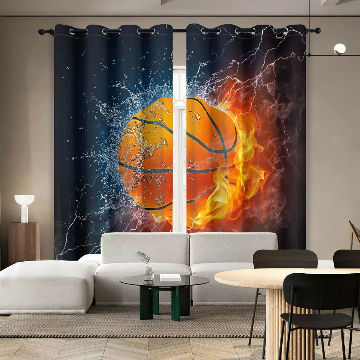 Двойная баскетбольная огненная занавеска с крово-красным дизайном для