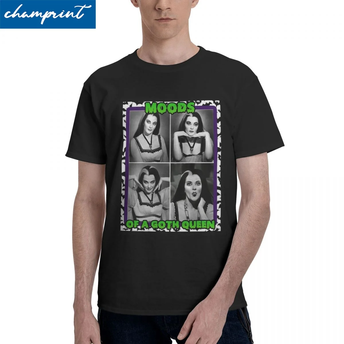 Мужские и женские футболки с принтом готической королевы Лили Мунстера, топы из 100% хлопка, футболки с коротким рукавом и круглым вырезом для взрослых Мужские и женские футболки с принтом готической королевы Лили Мунстера, топы из 100% хлопка, футболки с коротким рукавом и круглым вырезом для взрослых