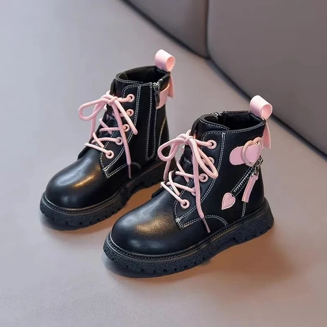 Зимние ботинки для девочек, розовые плюшевые теплые школьные детские ботинкив стиле \