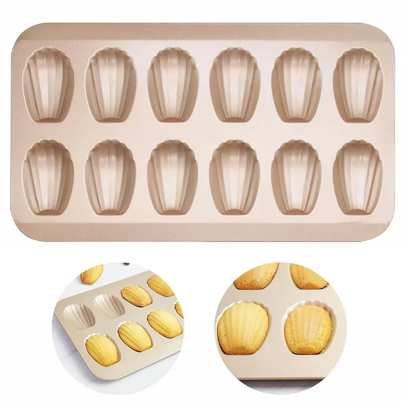 

12 Cup Mini Cake Pan Cookie Pans Baking Tray Shell Shaped Baking Mold Mini Cake Mold Carbon Steel Biscuit Pan