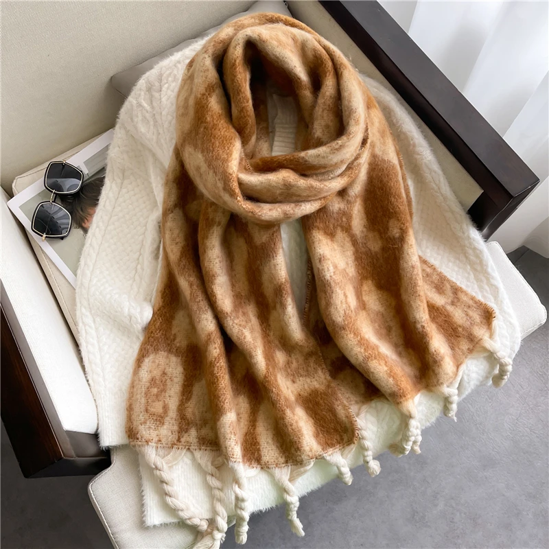 

Модный толстый кашемировый шарф для женщин, шаль из пашмины, накидка на шею, зимнее теплое пончо Bufanda, бандана с британским принтом