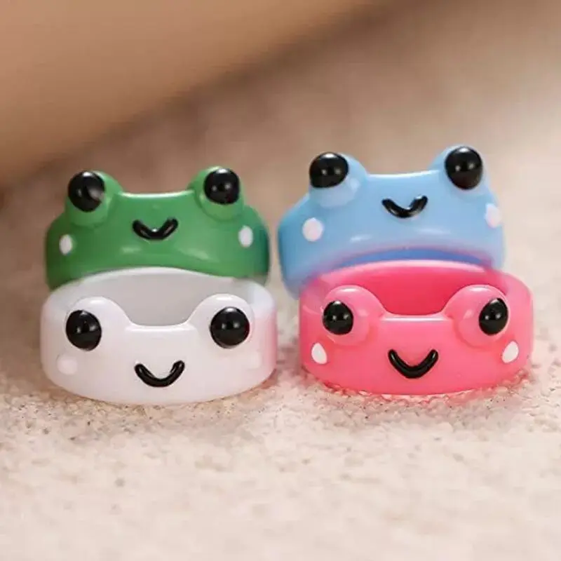 

New frog ring ladies cartoon fashion cute colorful frog animal resin ring men acrylic animal ring jewelry couple ring wholesale