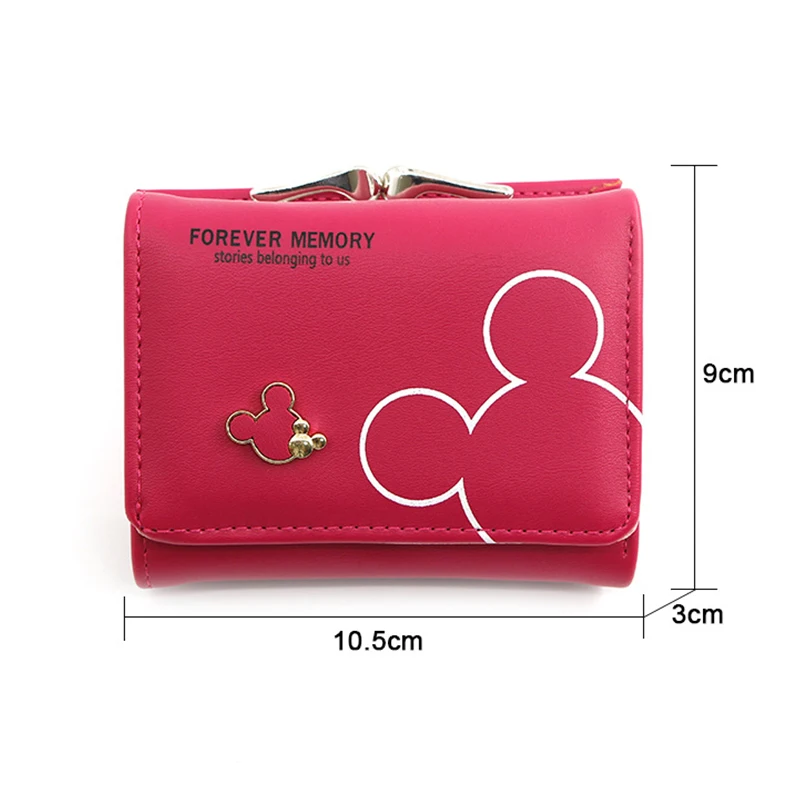 

Disney Mickey Mouse Woman Bag Fashion Cute PU Wallet Designer Coin Purse Hasp Sweet Credit Card Holder Women Short Wallet