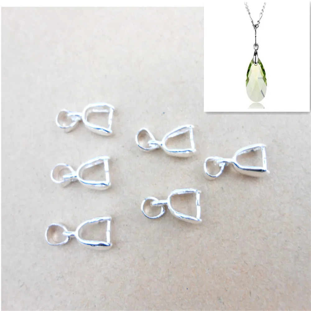 

200pcs/lot 925 Silver Pendant Clasps Hook Bails Clips Connectors For Jewelry Making DIY Necklace Pendants Clasp