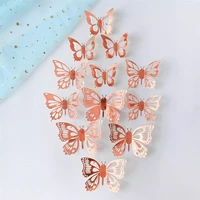 12pcs hollow butterfly sticker 3d effect crystal butterflies wall sticker cute butterfly for kid room wall decal home decoration