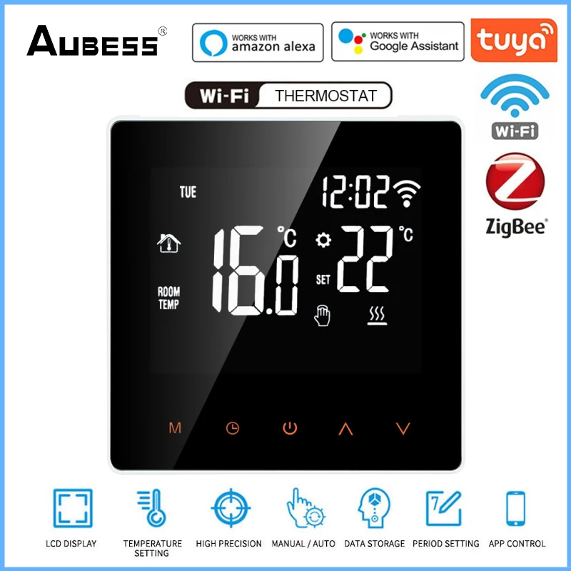 

Aubess WiFi Zigbee Smart Thermostat, Electric Floor Heating Water/Gas Boiler Temperature Remote Controller For Google,Alexa,Tuya