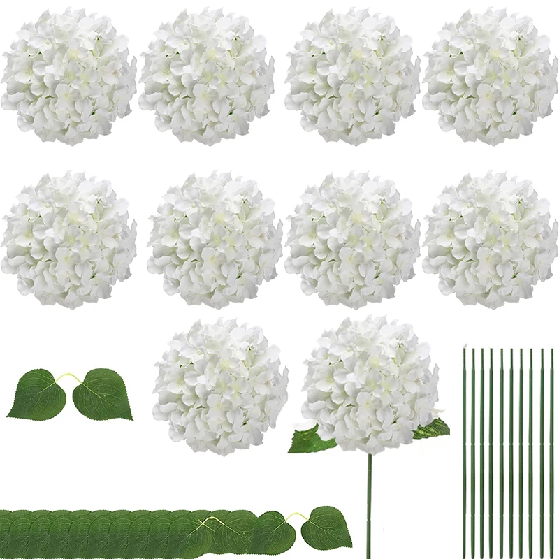 

Silk Hydrangea Artificial Flowers Hydrangea Heads with Stems for Home Wedding Decor
