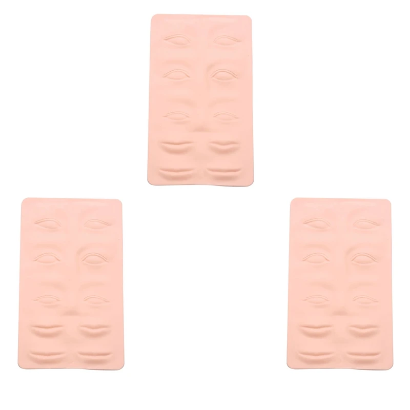 

3Pcs Silica Gel 3D Practice Skin Eye Lips Cosmetics Fake Skin Eyebrow Tattoo Practice Skin Accessories Beginners