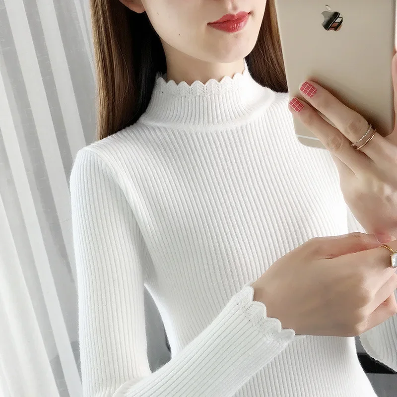 Женский свитер с высоким воротником до половины поло осень/зима 2023 новый топ