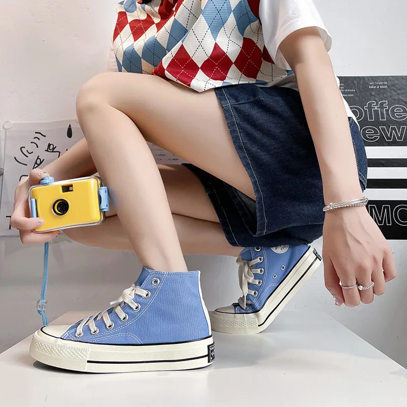 Fashion Green Women's Skateboard Sneakers Breathable High Canvas Shoes Men Women Platform Sneakers Espadrilles Zapatillas Mujer