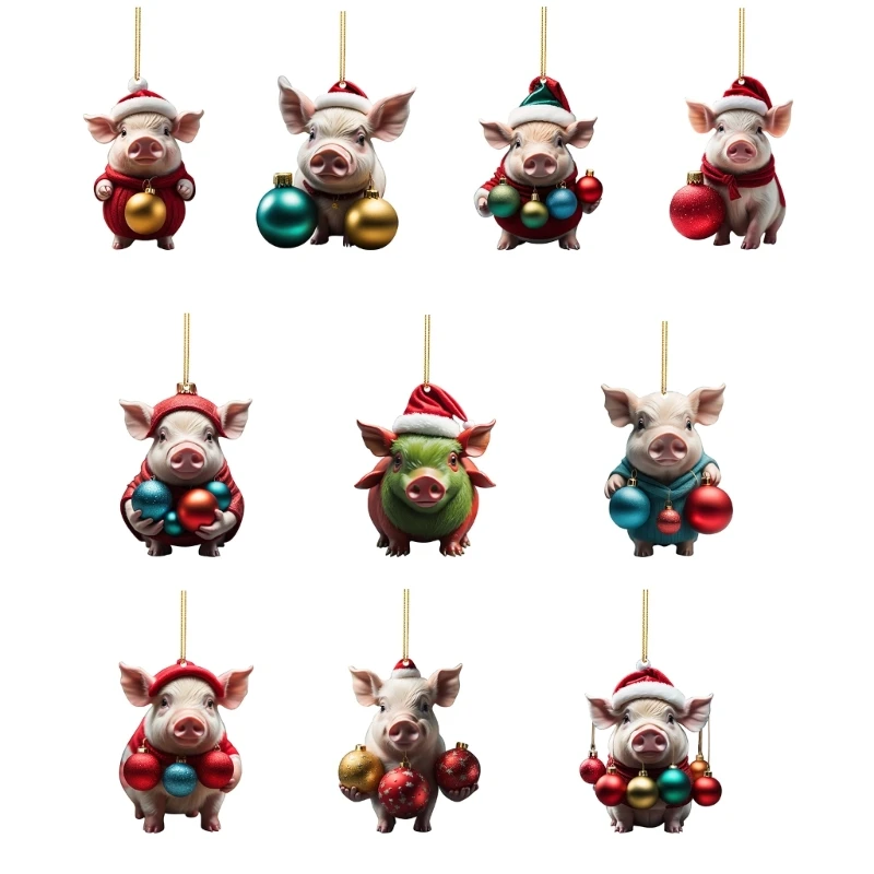 10 шт. Рождественский кулон с ремешком Праздничное подвесное украшение милой