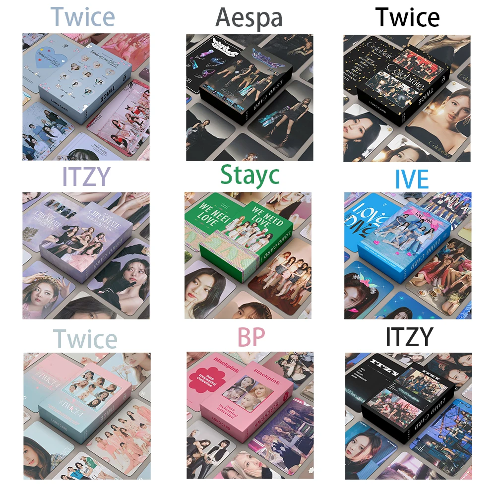 54pcs/box Twice ITZY IVE Kep1er Stayc Photocards Kpop Aespa Photo Card Lomo Card Set Album Postcards Korea Cute Girls Fans Gifts