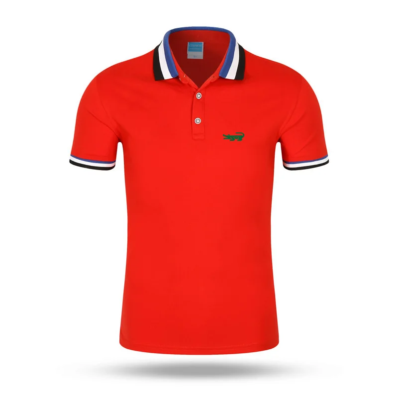 Мужская Однотонная рубашка-поло Повседневная хлопковая с коротким рукавом и