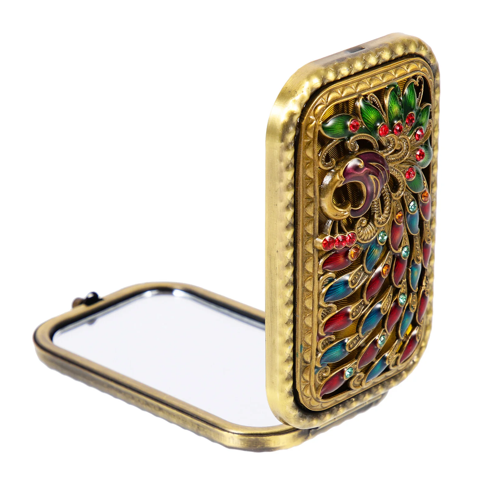 

Зеркало для макияжа с павлином, двухстороннее портативное износостойкое винтажное двухстороннее туалетное общежитие