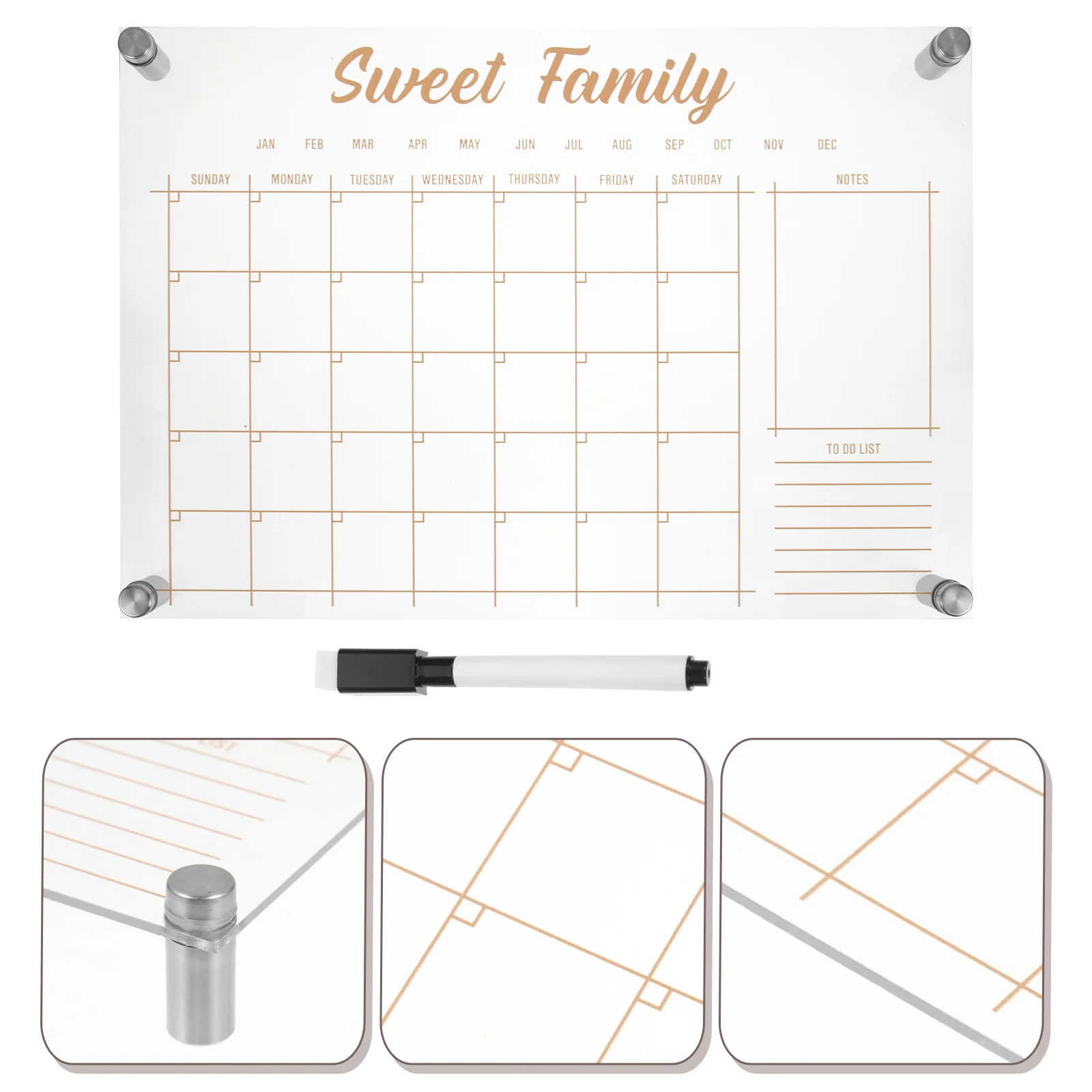 

1 Set Acrylic Monthly and Weekly Plan Board Clear Dry Erase Board Note Board for Office Kitchen Fridge