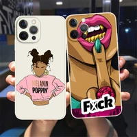 afro girls black women art phone case for iphone 13 12 11 pro max xs xr 8 7 plus 12 mini make money not friends kash white cover