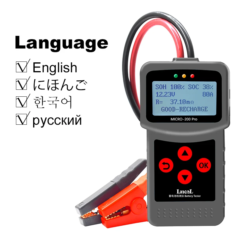 

Цифровой Автомобильный Тестер Аккумуляторов Lancol Micro-200 Pro 12В/24В EFB AGM Гелевый Свинцово-кислотный Аккумулятор