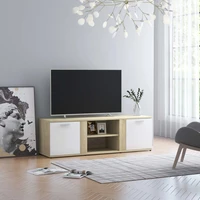 tv media television entertainment stands cabinet table shelf white and sonoma oak 47 2x13 4x14 6 chipboard