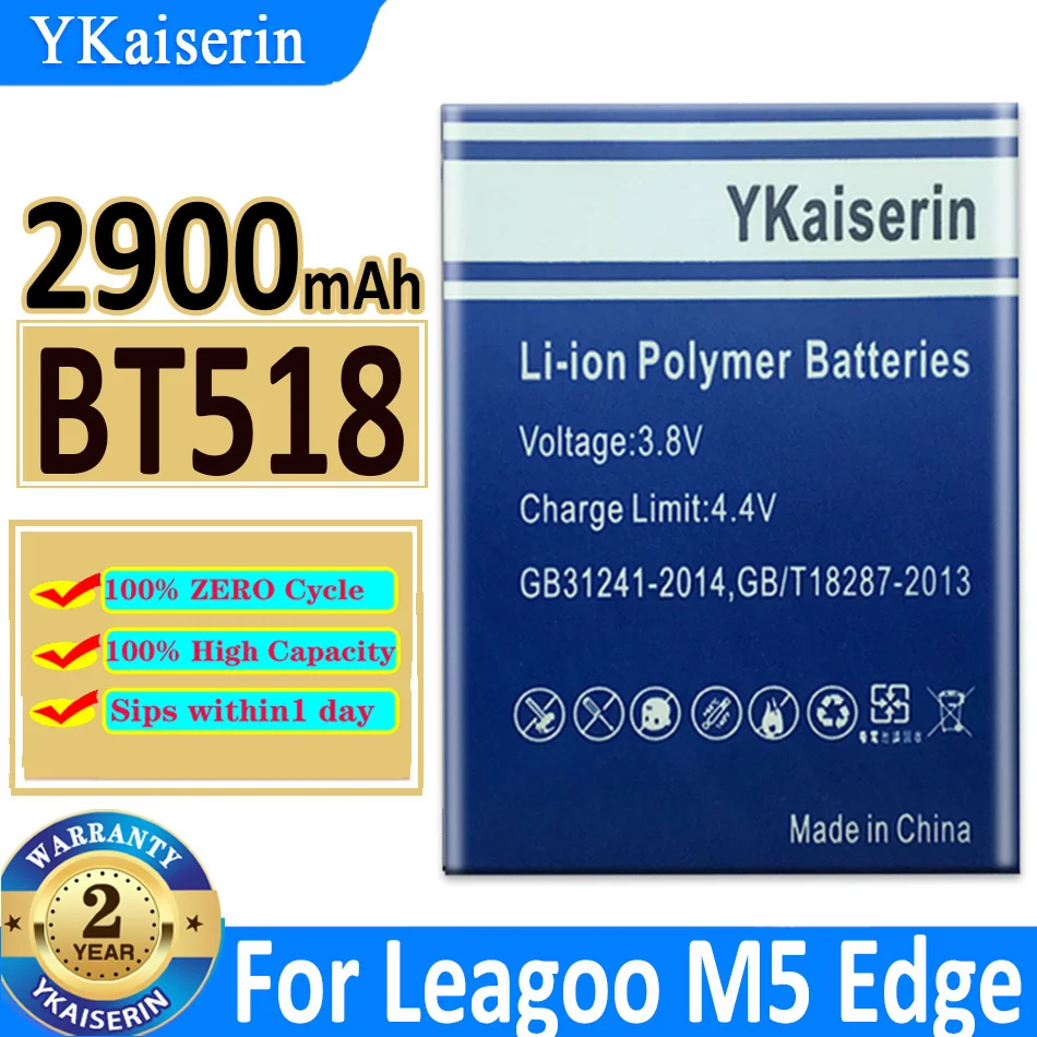 

2900mAh YKaiserin Battery High Capacity BT518 Phone Battery For LEAGOO M5 Edge M5Edge BT-518 High Quality Batteries Bateria