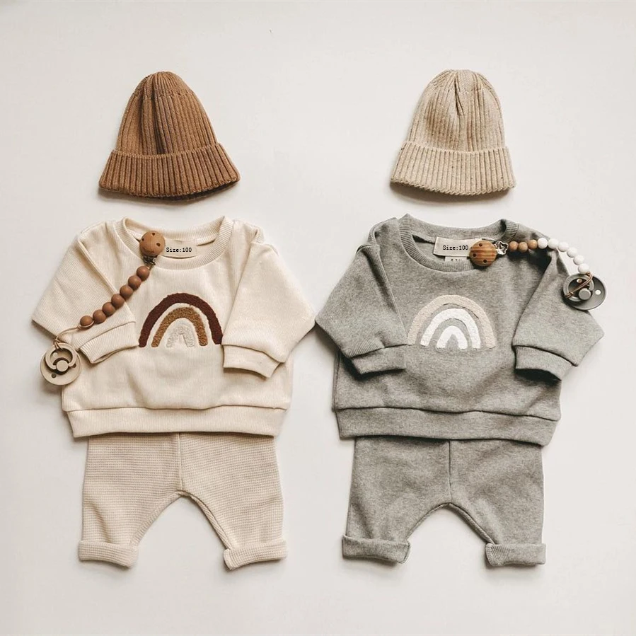 

2022 Newborn Spring Autumn Baby Clothes Print Long Sleeve Cotton Sweater Tops + Pants Baby Boy Girl Casual Outfits
