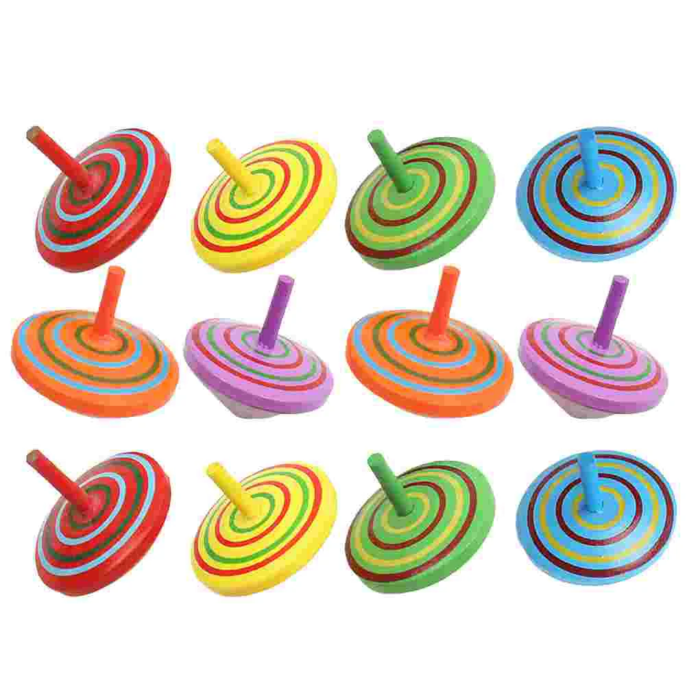 

12Pcs Wooden Mini Gyro Supplies Tabletop Decompression Gyro Playthings
