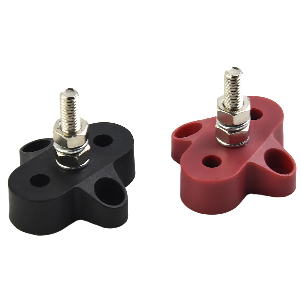 

6mm Free Post Junction Block Terminal Stud Single Post 2pcs Black&red DC48V Stainless Steel For Marine Boat Yachts