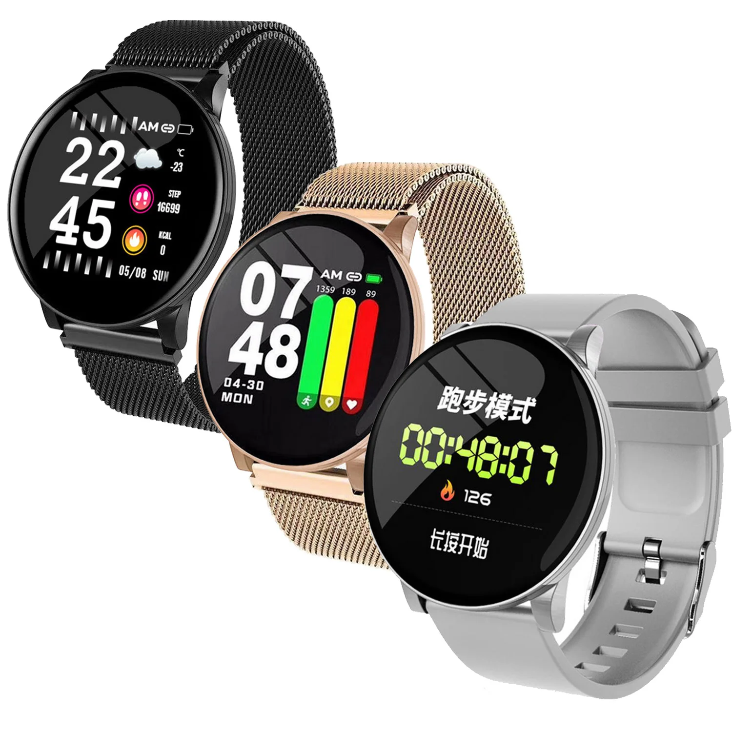 

W8 Sport Smart Watch Bracelet Round Bluetooths Waterproof Male Smartwatch Men Women Fitness Tracker Wrist Band for Android IOS