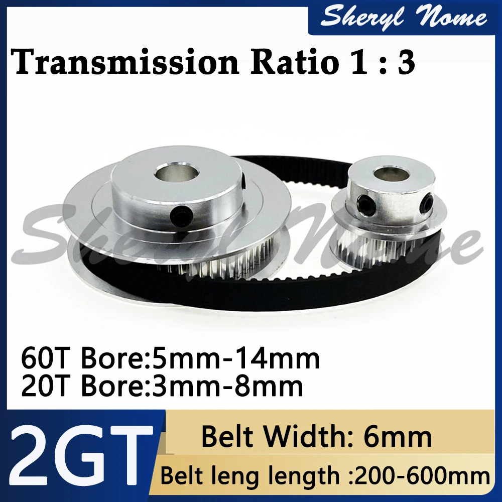 

Комплект ремня шкива 2GT/GT2 алюминиевый сплав 60/20 зубов 3:1