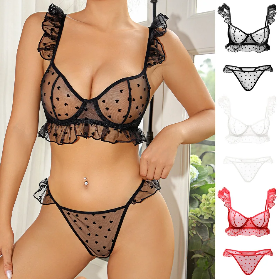 

Net yarn light and big yards lingerie suit together small breasts sexy beauty back to adjust strapless bra