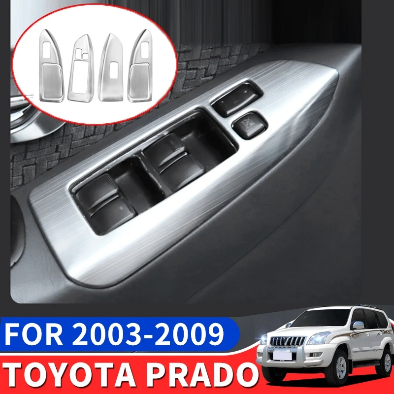 

Car Inner Window Lift Switch Button Panel Cover Trim Frame For Toyota Land Cruiser Prado 120 2003-2009