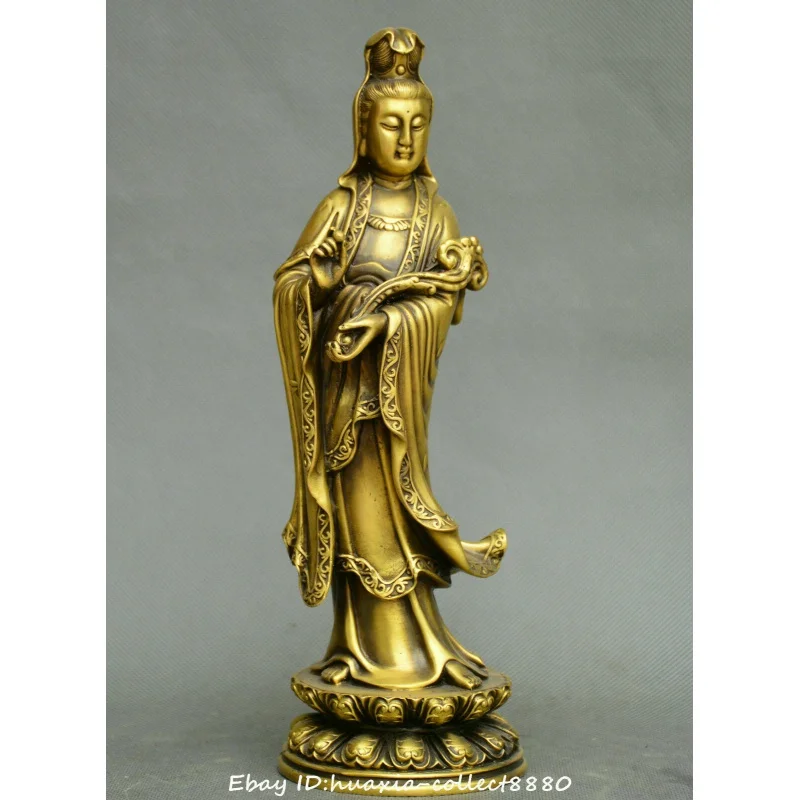 

Китайская тибетская буддистская старинная бронза Ruyi Guanyin Kwan-Yin статуя Гуаньинь