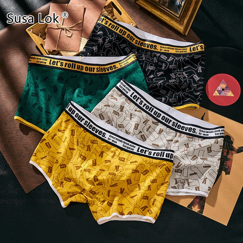 

Pure Cotton Men Underwear Male Pants Man Sexy Boxers Shorts Underpants Briefs Big Size L-4XL Comfort Breathable Soft FGY