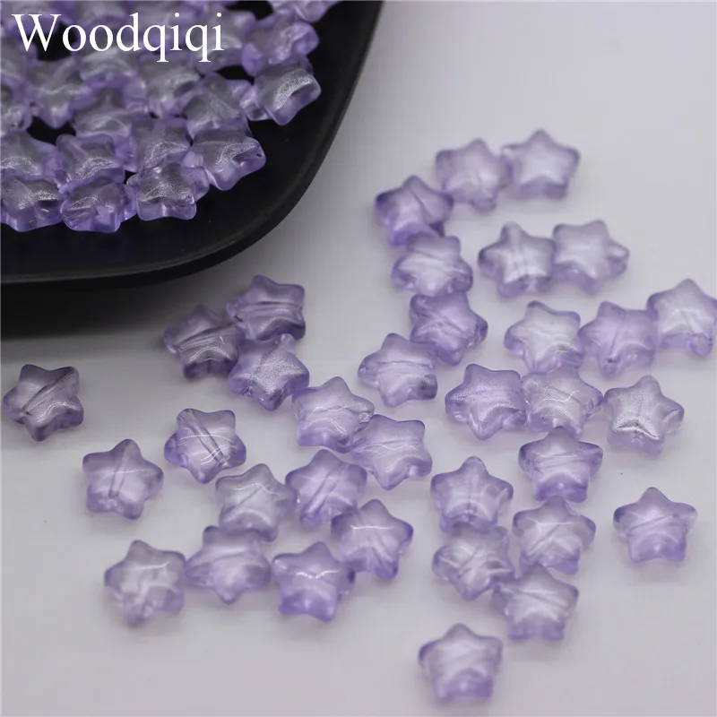 20pcs 8mm Mini Star Gloss Colour Glaze Glass With Hole Wholesale Diy For Jewelry Making Carft Loose Beads Pink Blue Rose Green