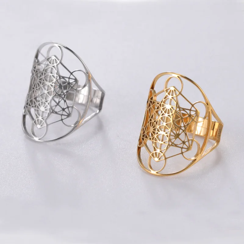 

2022 New Fashion Retro Hollow Meditation Hexagram Oval Ring Personality Trend Jewelry for Men and Women Free Shipping Items