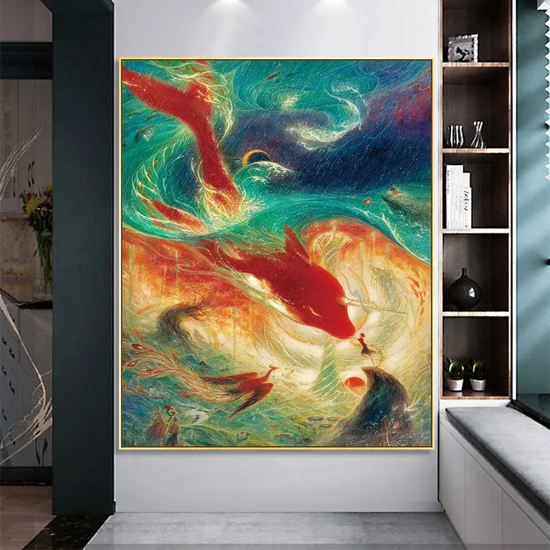 

Большая рыба и Бегония 5d Сделай Сам алмазная живопись настенные наклейки украшение Органайзер ремесла детский домашний декор Набор для выш...