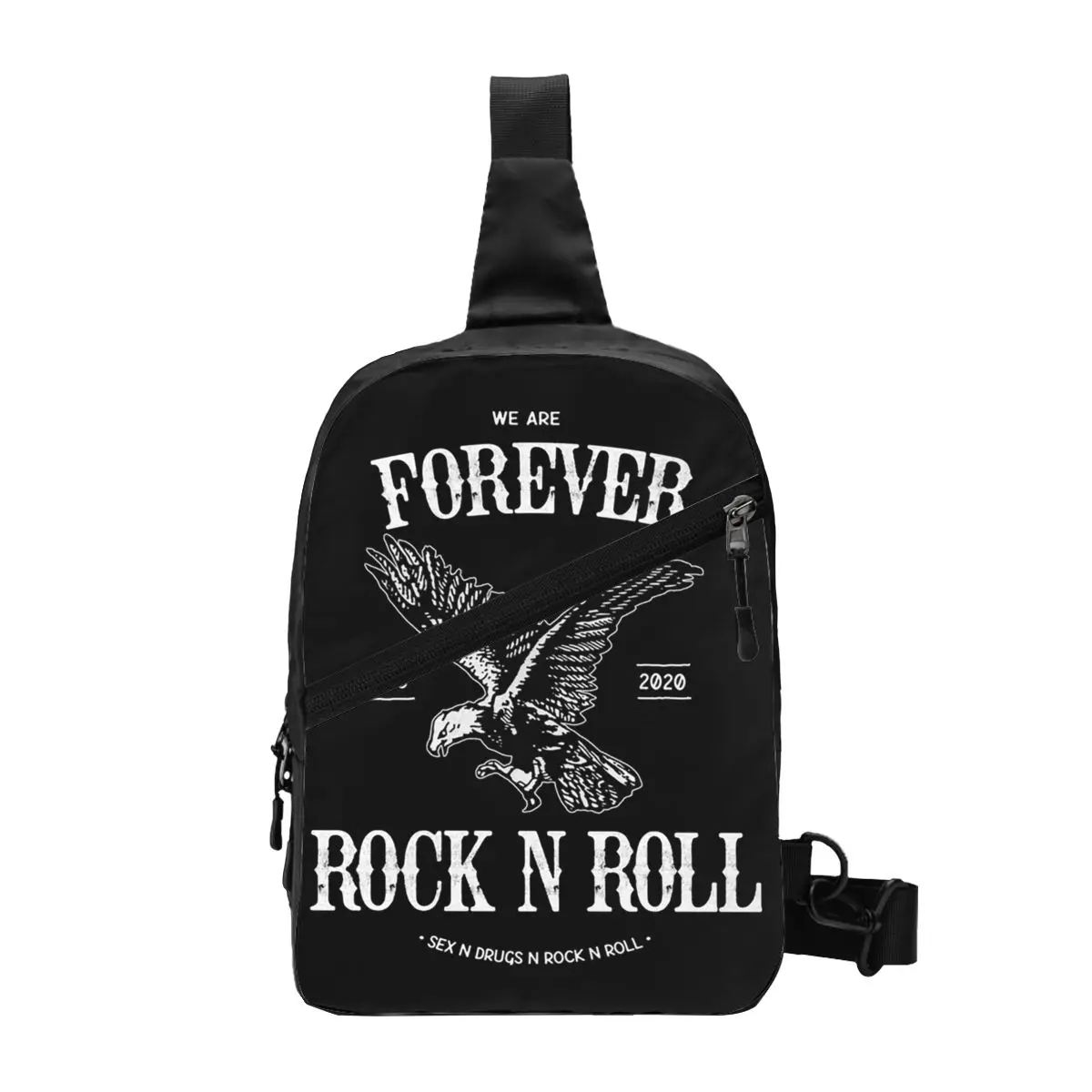 

Forever Rock N Roll Sling Chest Bag Custom Crossbody Shoulder Backpack for Men Travel Hiking Daypack