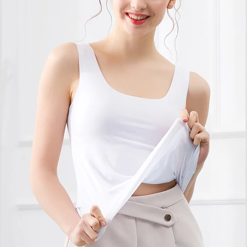 

Trackless Tank Top Womens Casual Shirts Solid Sleeveless T-shirt V-neck Crop Tops Woman Undershirts Trackless Base Shirt
