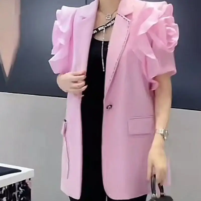 Женское розовое шифоновое пальто летний костюм 2024 г.