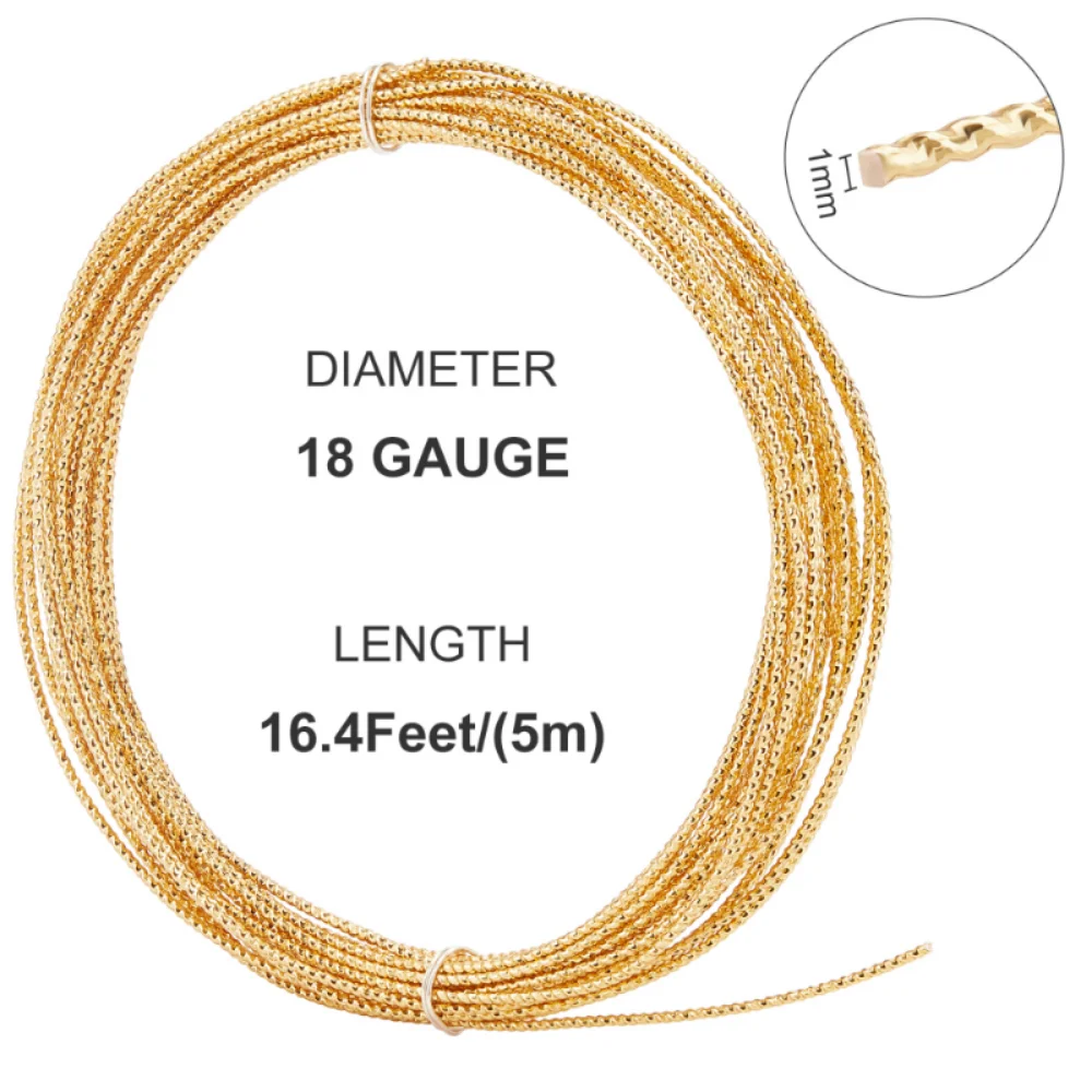 5 Meters Colorfast Brass Wire 1mm Spiral Metal Beading Wire for Jewelry Making Bracelet Earring DIY Hanging Decor Craft Supplies