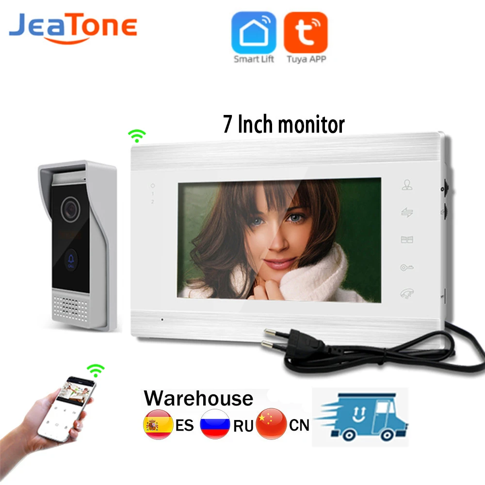 Jeatone 7Inch Video Intercom Interphone For Apartment Video Doorbell Doorphone System 720P AHD Tuya Smart WiFi APP Remote Unlock