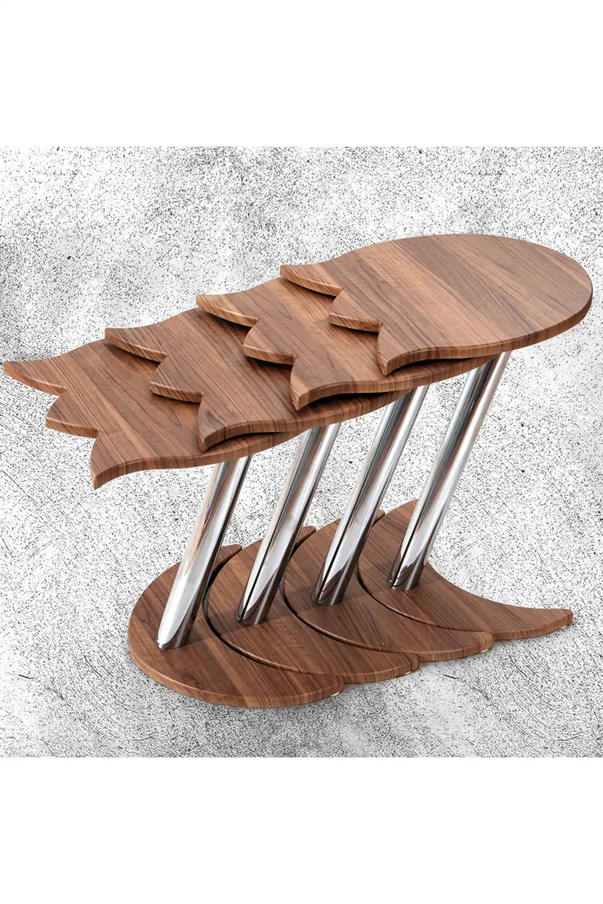 

Modern 4 Pcs Lalezar Zigon coffee table-Walnut coffee tables table basse furniture living room table