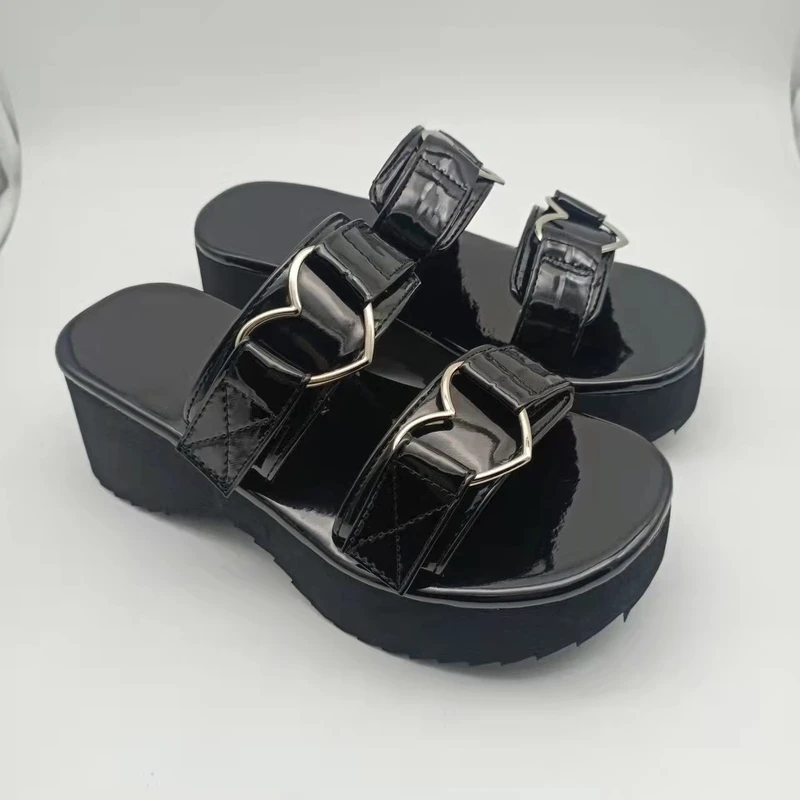 

2022 Summer New Women's Slippers Fashion Love Thick Bottom Open Toe Sandals Women Punk Beach Sandals Plus Size 43 Women's Shoes