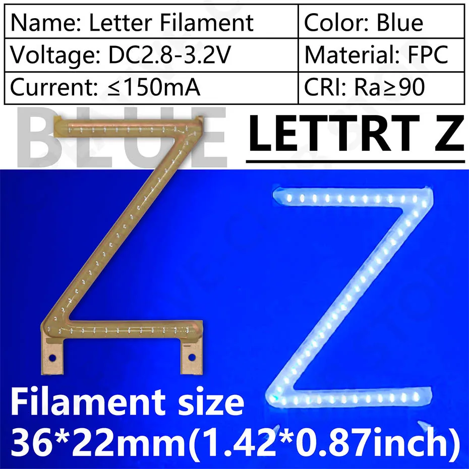 

Синяя буквенная светодиодная нить DT&ZM