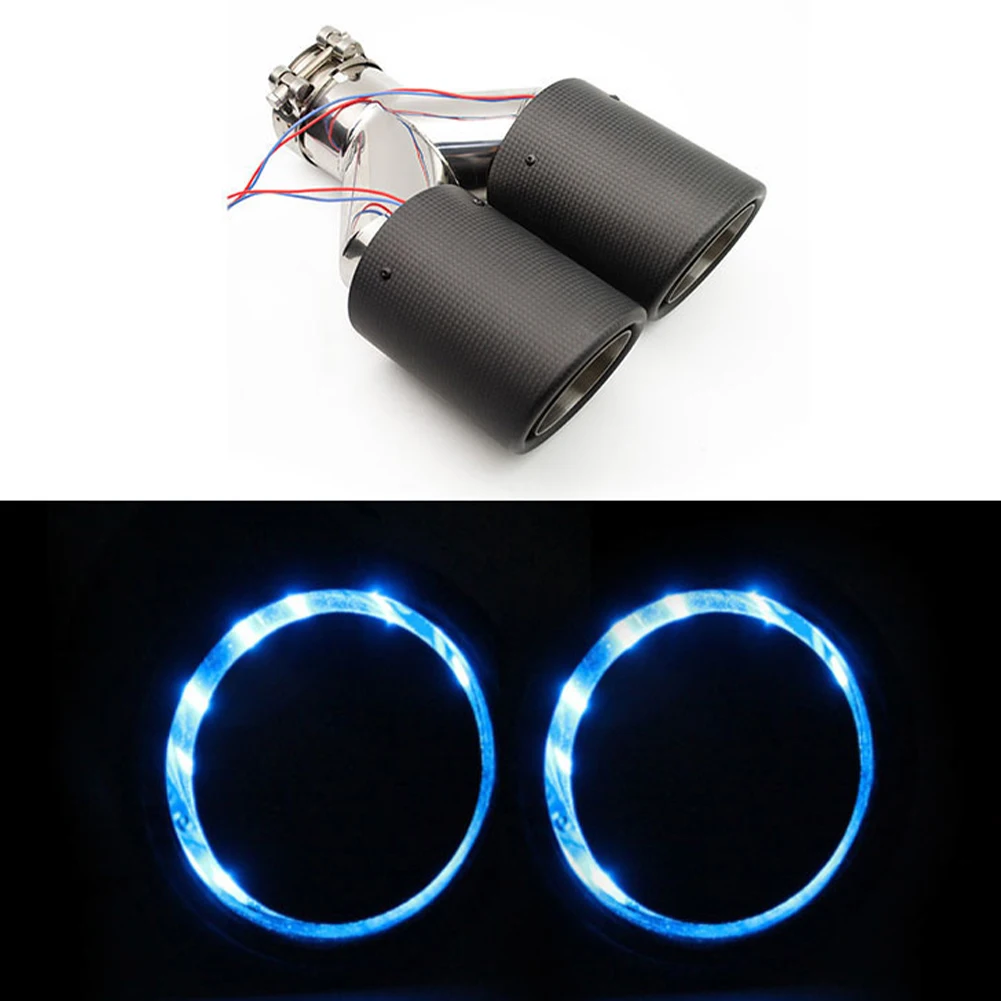 

Universal Lighted Exhaust Pipe Muffler Dual Outlet Car Exhaust Tip Stainless Steel Slant Rolled Edge Black Anti-resistance Repai