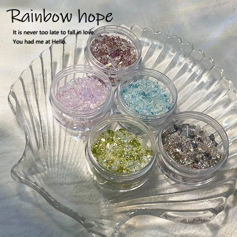 

1Box Fine flash gravel Rhinestone Mixed Nail Decoration Charms Nails Accessories DIY Chrome Stone Crystal Nails Drill