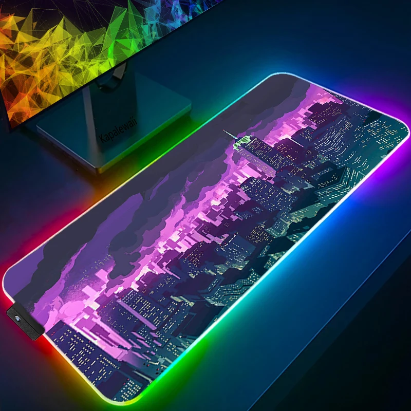

LED Light Desk Mat xxl Computer Mousepad With Anime 80x30 90x40cm Backlight Keyboard Cover Keyboard Mause Gaming Mouse Pad RGB